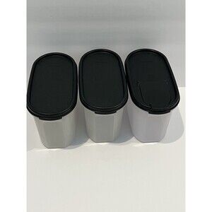 Tupperware Set Of 3 Modular Mates Oval #2 Containers Black Seal #1616 4.75 Cups